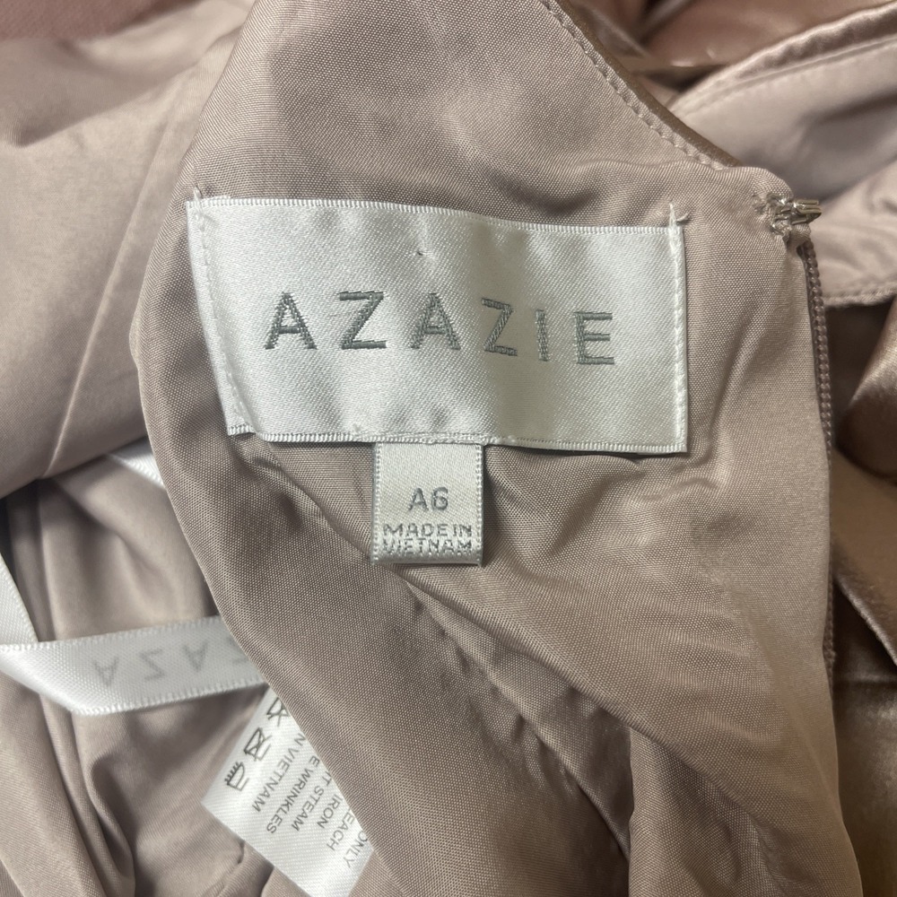 Azazie Ocean Dress Taupe Prom Bridesmaid Formal Gown SZ A6 Classy Elegant - Picture 7 of 8